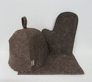 Набор для бани ТМ Бацькина баня Classic gray (шапка, коврик, рукавичка) (10) С/П